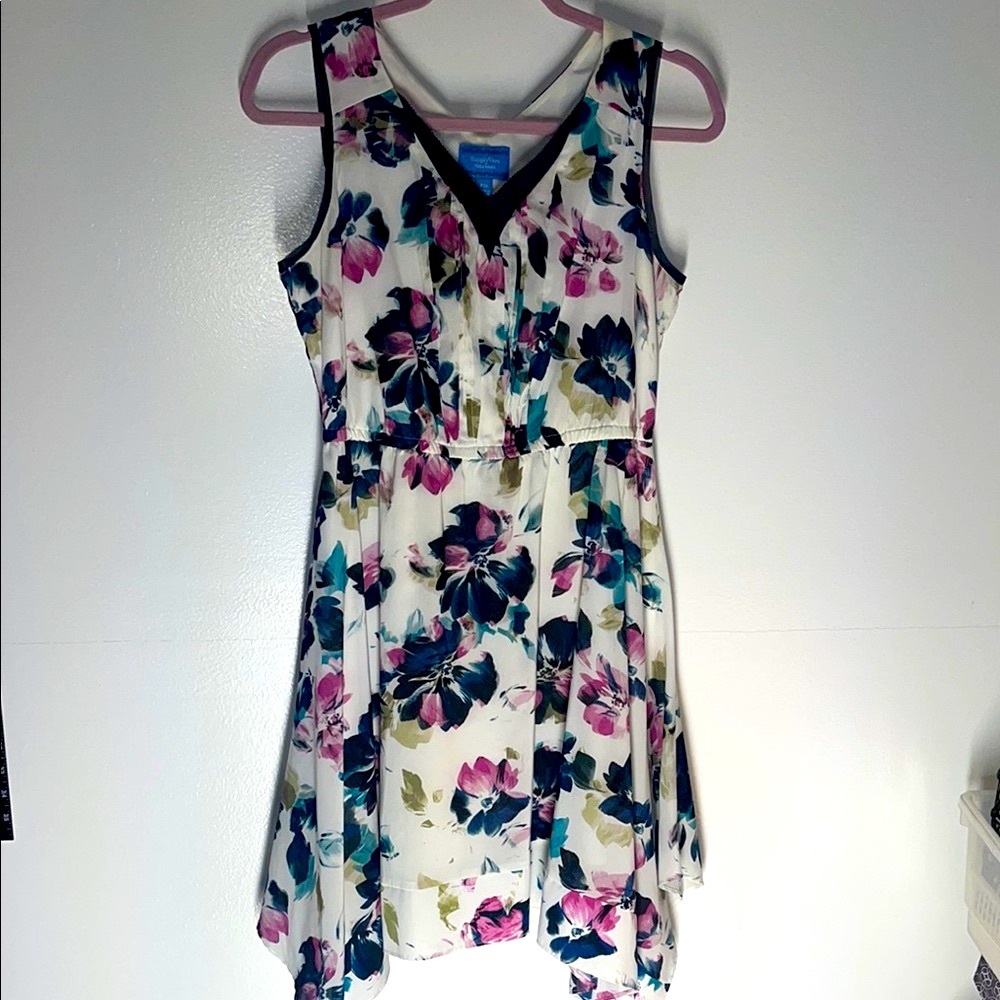 Vera Wang dress floral womens size Petite Medium PM